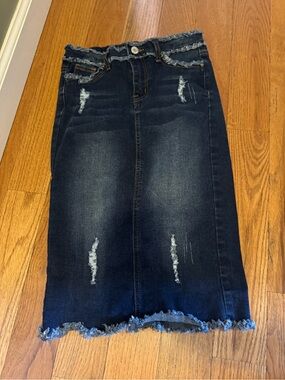Girls Denim Rockids Midi/maxi Skirt Size 12/14
